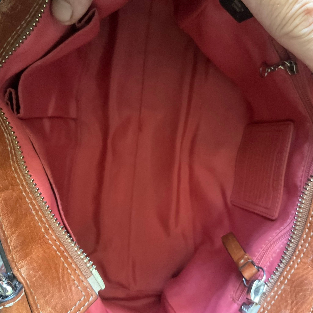 Coach Hampton Pink Tweed & Cognac Brown Leather EUC Vintage Y2K - Picture 9 of 11